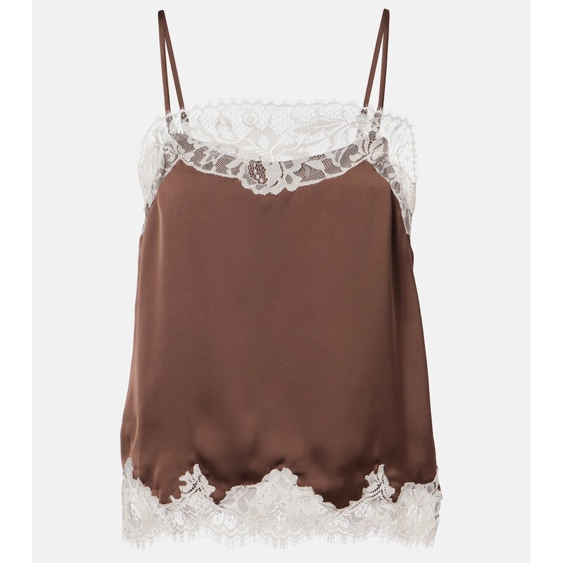 Faithfull Lace-trimmed satin top