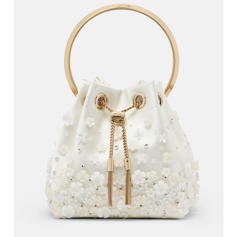 Jimmy Choo Bon Bon Small embellished satin bucket bag