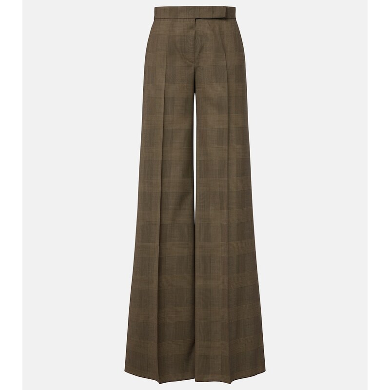 Max Mara Checked virgin wool wide-leg pants