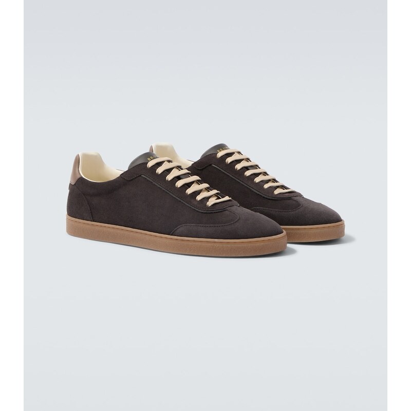 Brunello Cucinelli Leather-trimmed suede sneakers