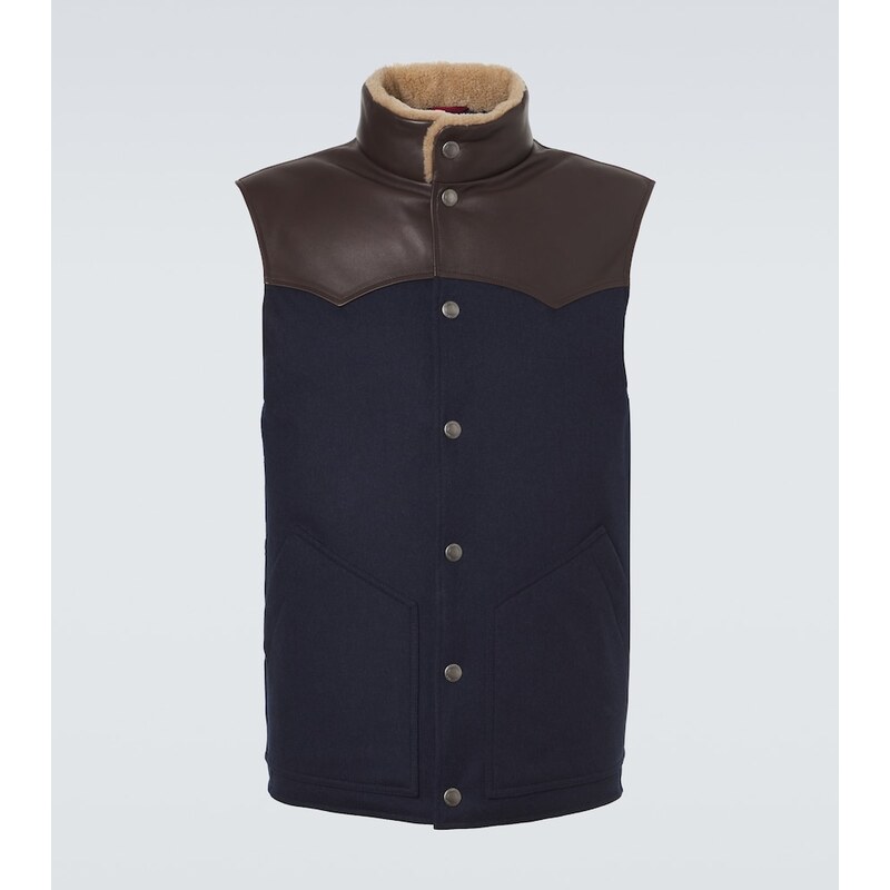 Brunello Cucinelli Shearling-trimmed wool vest