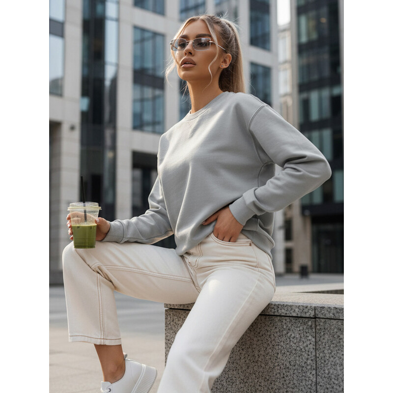 Světle šedá dámská basic mikina SWAN BY1292