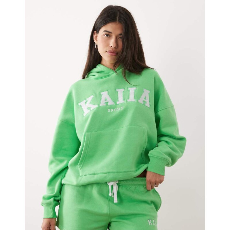Kaiia sport cotton rich embroidered logo oversized hoodie co-ord