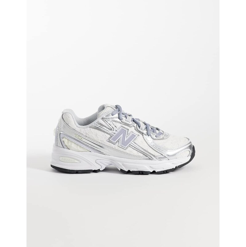 New Balance 740 lace trainers in white lace and lilac
