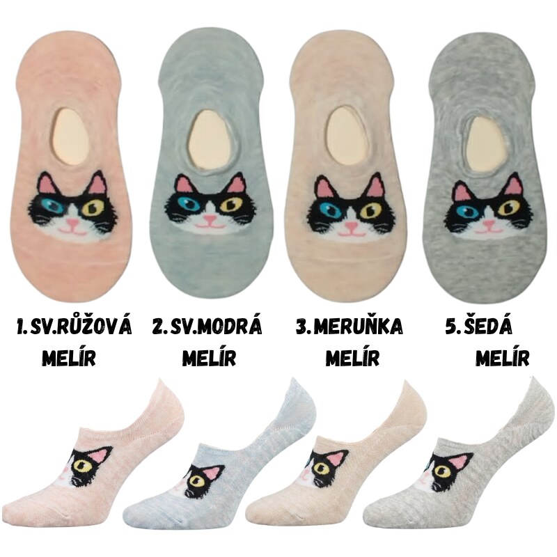 Dámské ponožky ťapky Aura.via kočky