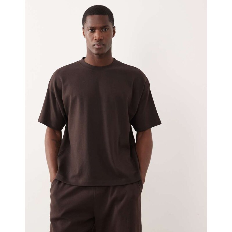 New Look co-ord boxy oversized t-shirt in brown