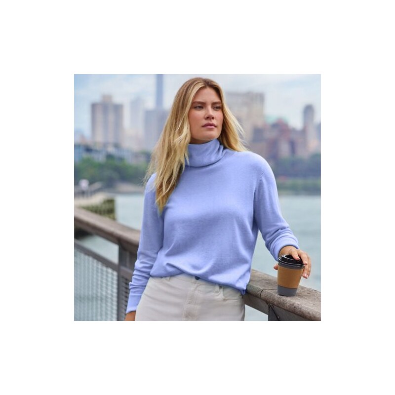 Fine Gauge Cotton Roll Neck Jumper, Women, size: S, regular,