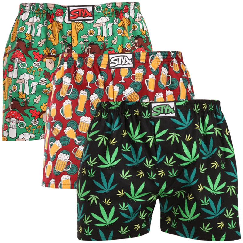 3PACK pánské trenky Styx art klasická guma vícebarevné (3A18589)