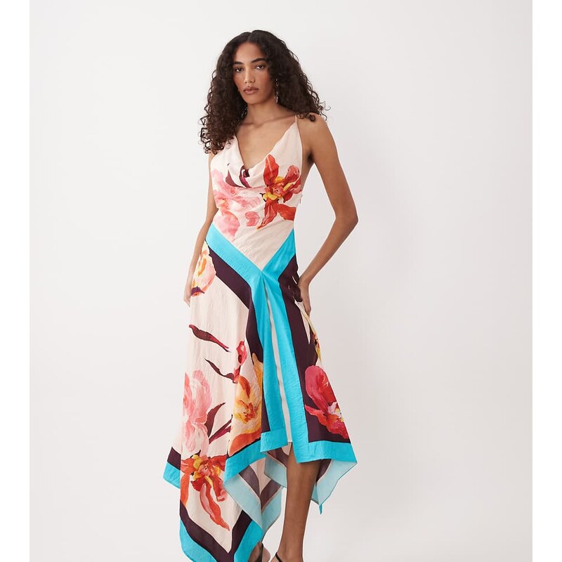 ASOS Tall ASOS DESIGN Tall deep cowl asymmetric open back maxi