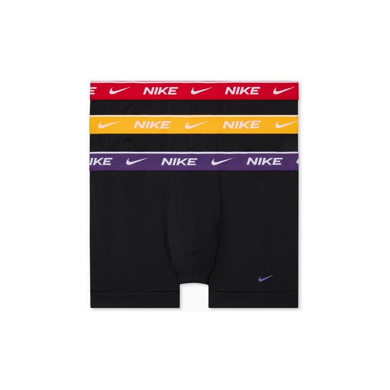 Nike Essential Cotton 3 pack trunks in black with purple/yellow