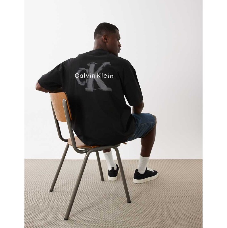 Calvin Klein Jeans Monologo oversized embossed t-shirt in black