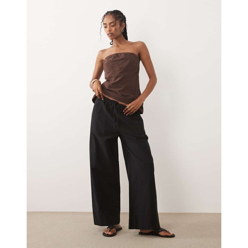 ASOS DESIGN linen blend trouser in black