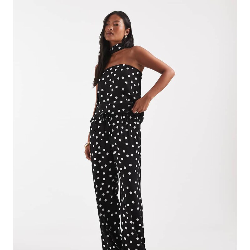 Vero Moda Petite woven wide leg trouser co-ord in black and