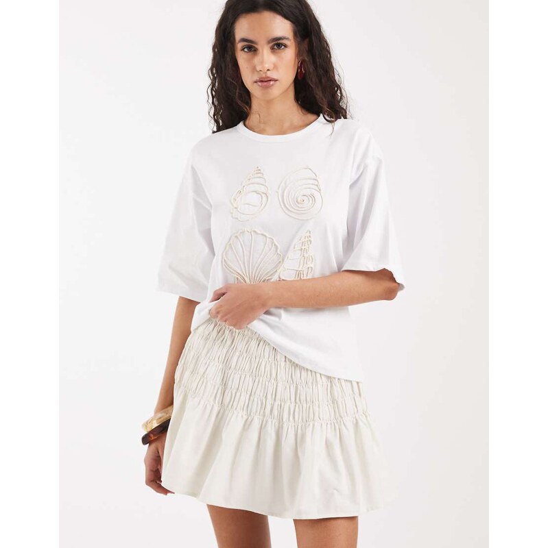 Vero Moda smock waist mini skirt in white