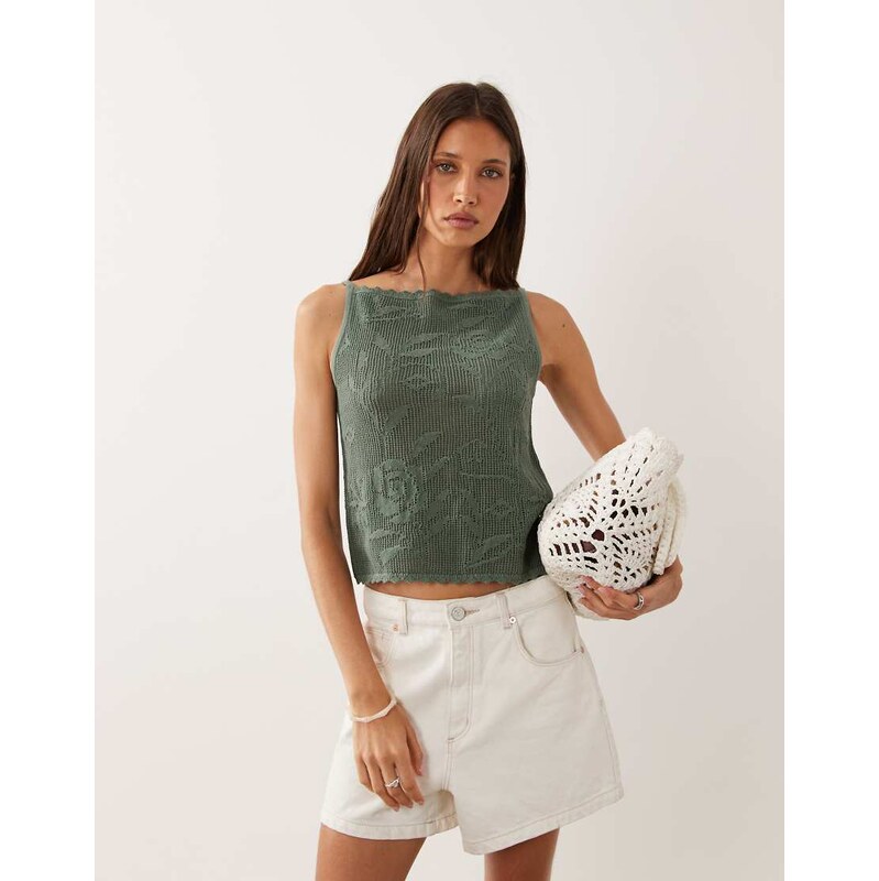 Abercrombie & Fitch knitted square neck sleeveless top in green