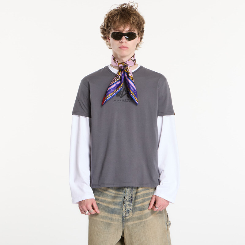 Tričko Alpha Industries Basic T-Shirt Contrast Stitch Grey Black
