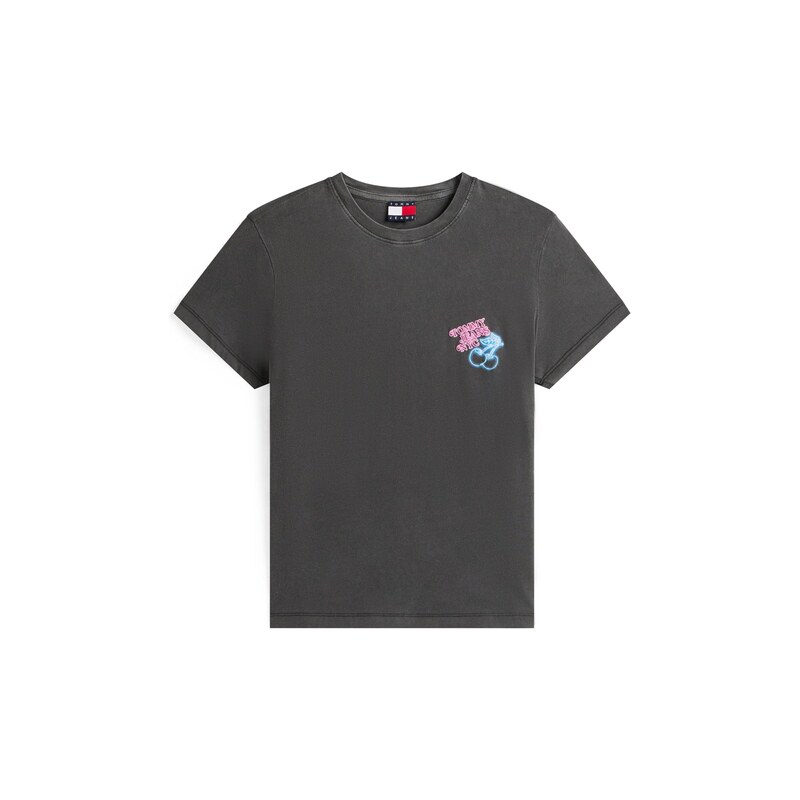 Tommy Jeans Tričko svítivě modrá / světle růžová / černá / bílá