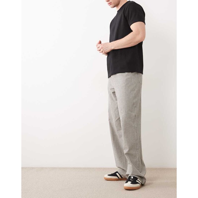 ASOS DESIGN baggy trouser in check pattern-Multi