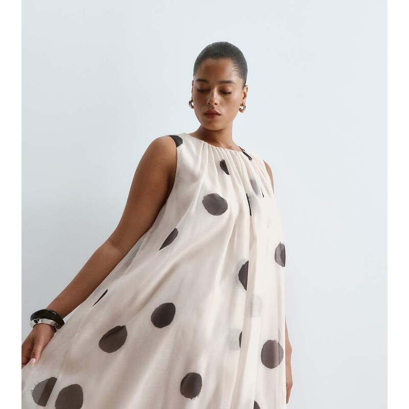 ARRANGE Curve gathered drape maxi dress in mono spot print-Multi