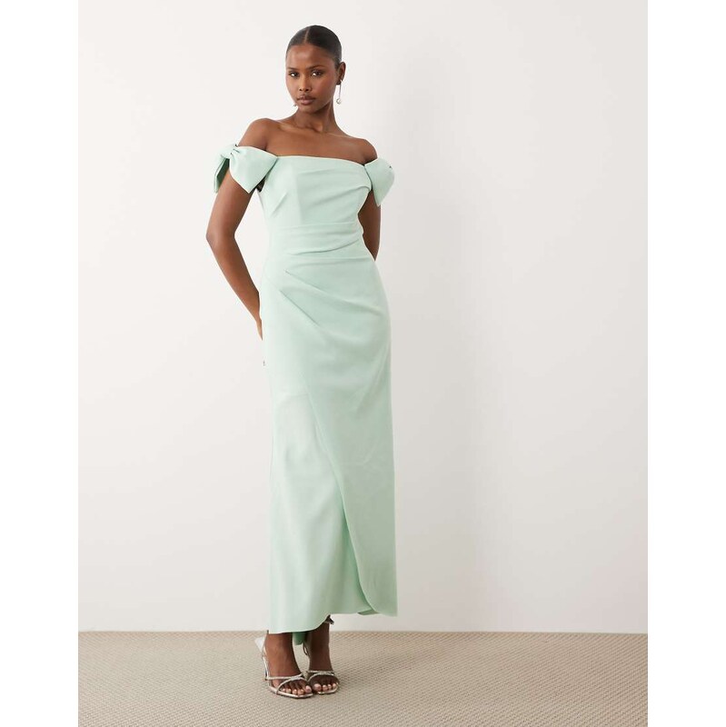 Forever New structured bow sleeve detail off shoulder ruched