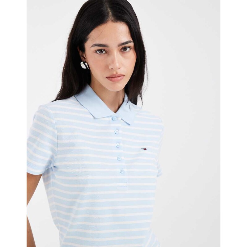 Tommy Jeans Essential slim fit polo shirt in blue stripe