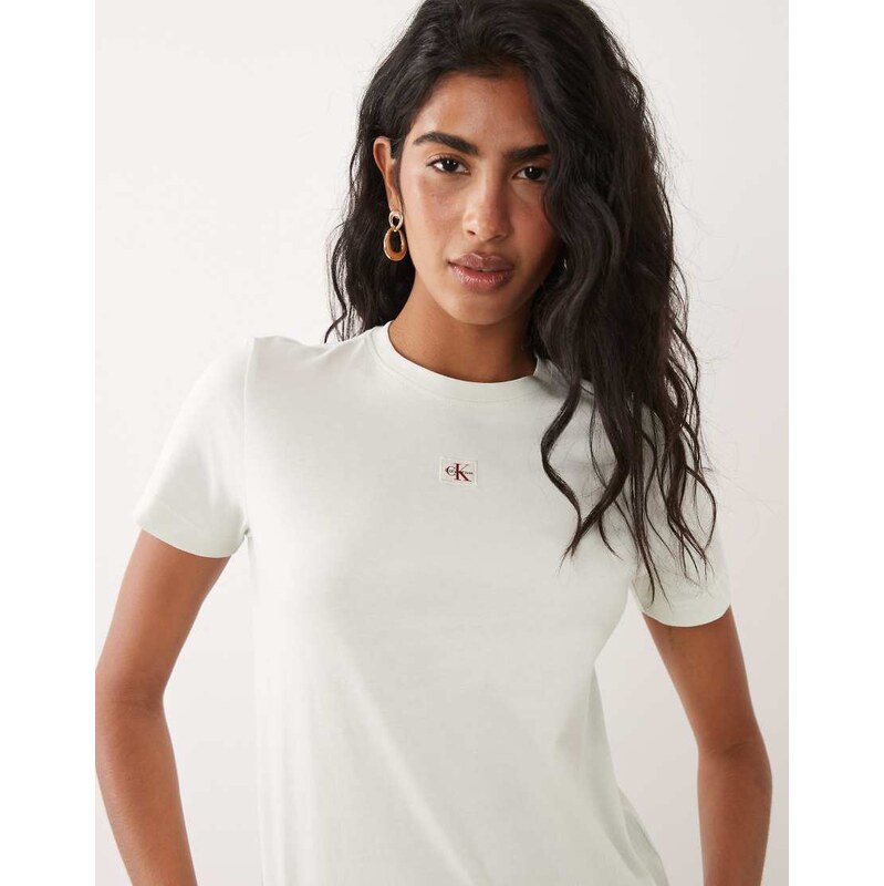 Calvin Klein Jeans Woven Label classic fit t-shirt in mint green