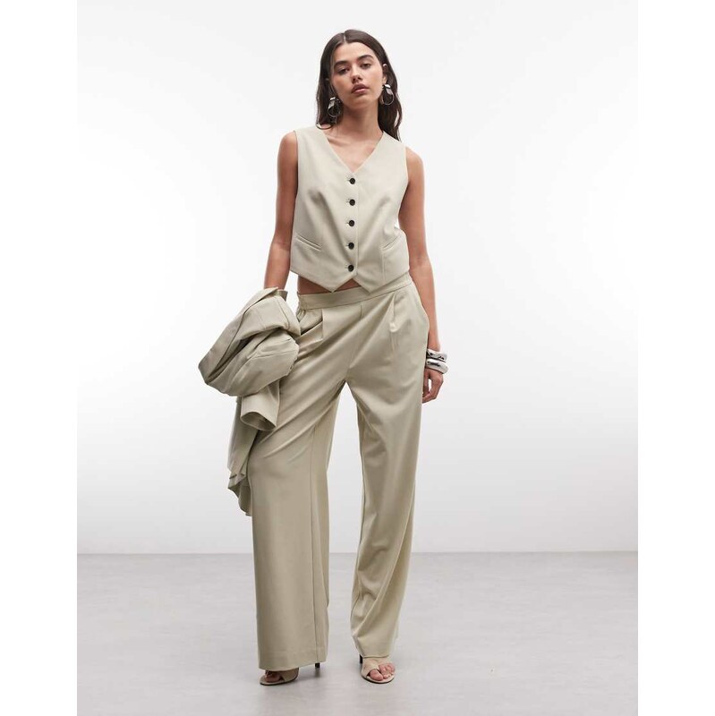 AllSaints Aleida co-ord tailored pleated wide leg trousers in