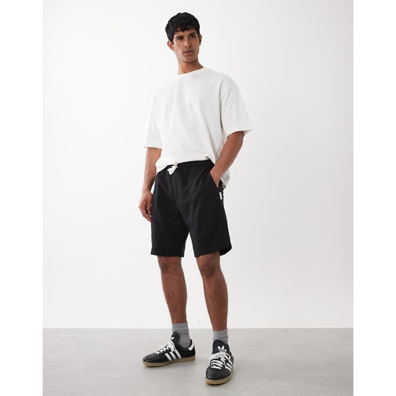 Jack & Jones pintuck jersey shorts in black