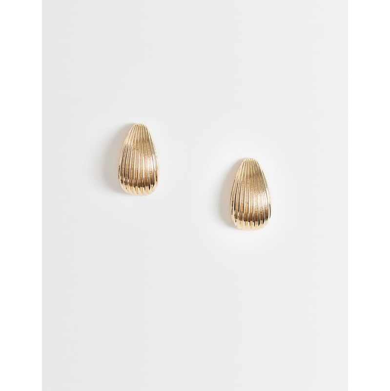 ASOS DESIGN ridged stud earrings in teardrop design in gold tone