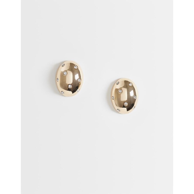ASOS DESIGN small stud earrings with diamante studs in gold tone