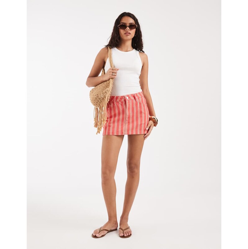 ASOS DESIGN mini skirt in red denim stripe