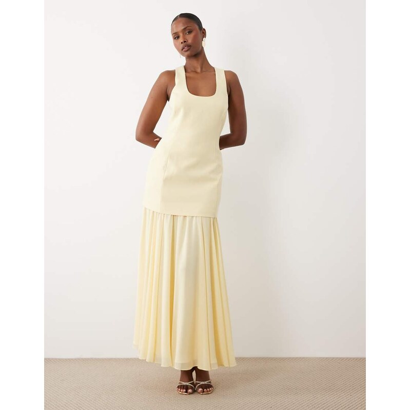 Forever New scoop neck double layered drop hem maxi dress in
