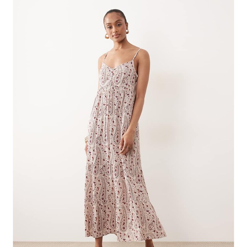 JDY Tall cami maxi dress in red paisley print