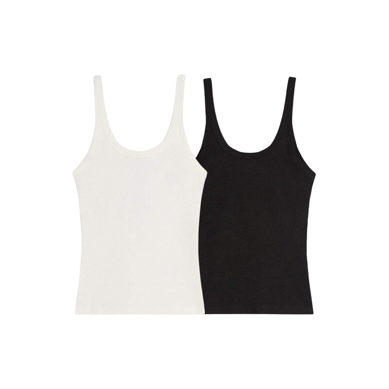 Bershka Top černá / bílá