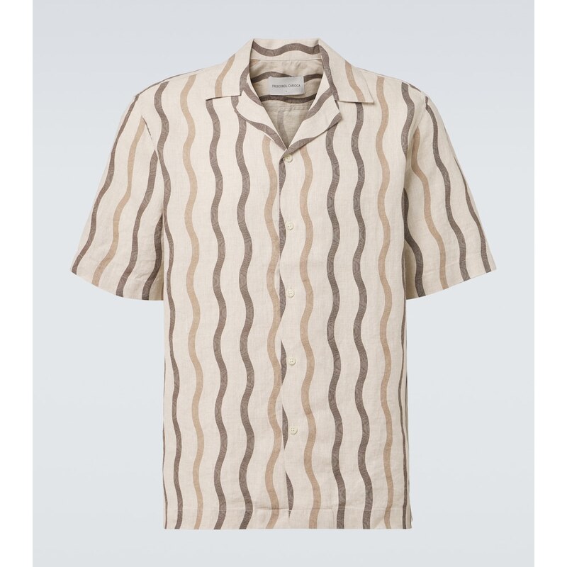 Frescobol Carioca Roberto printed linen bowling shirt