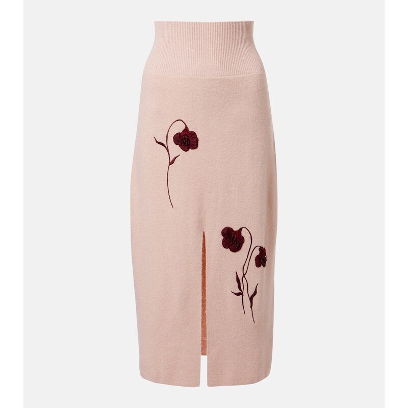 Erdem Floral-appliquÃ knitted midi skirt