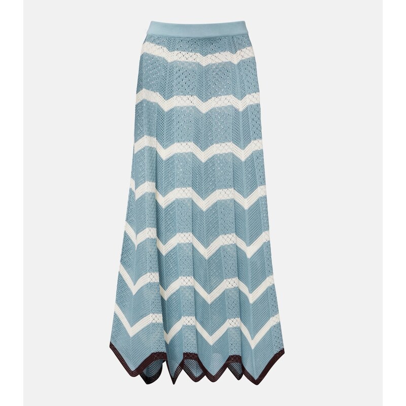 La DoubleJ Chevron crochet cotton midi skirt