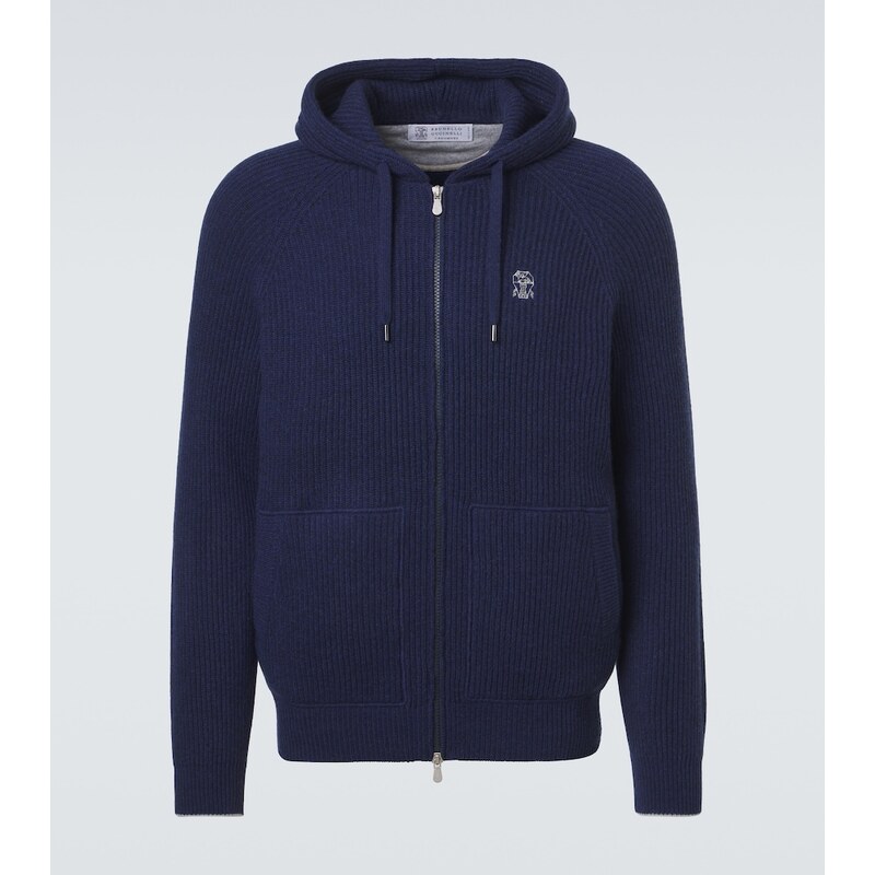 Brunello Cucinelli Ribbed-knit cashmere zip-up cardigan