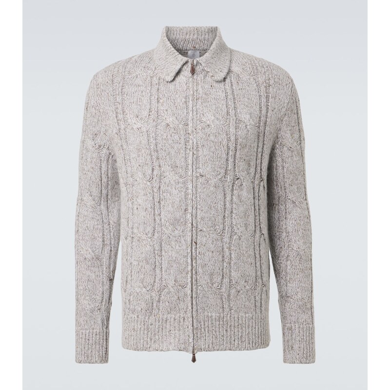 Eleventy Wool, alpaca and silk-blend zip-up cardigan