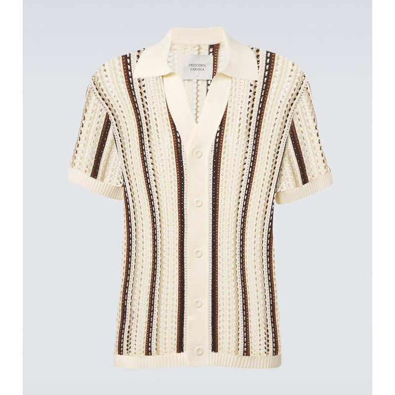 Frescobol Carioca Pinto crochet striped cotton shirt