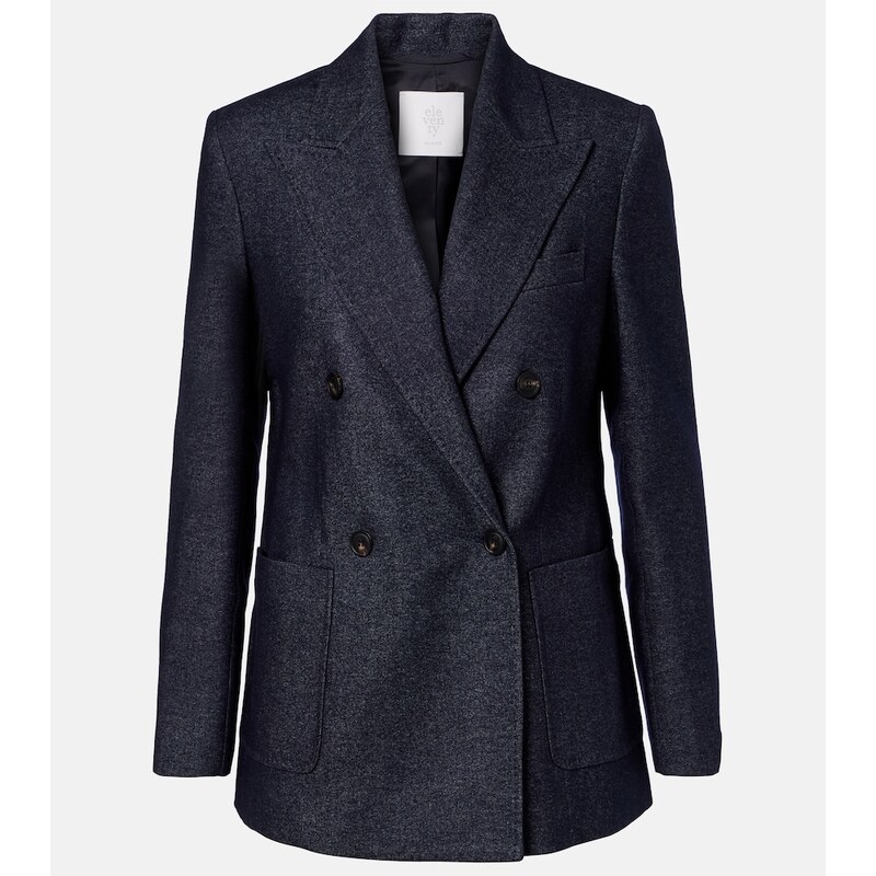 Eleventy Herringbone wool, cotton, and cashmere blazer