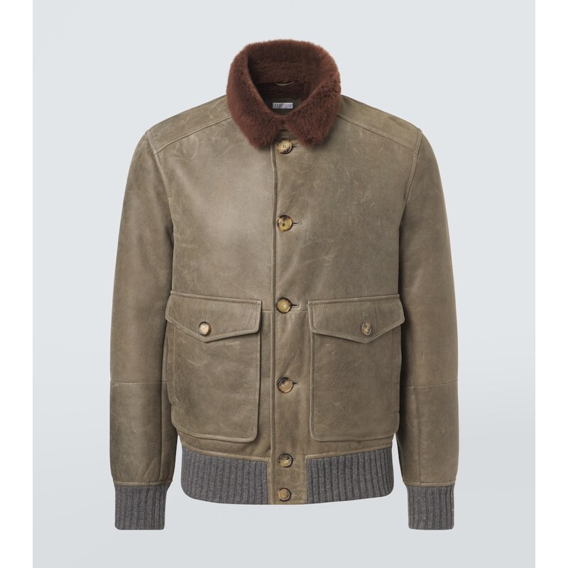 Brunello Cucinelli Shearling-lined leather blouson jacket