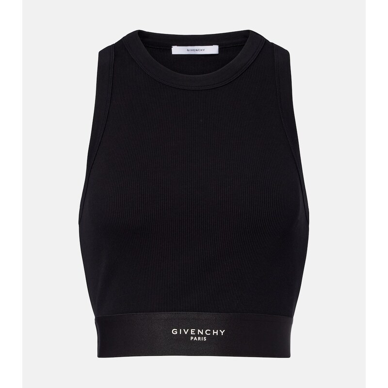 Givenchy Logo ribbed-knit cropped cotton tank top