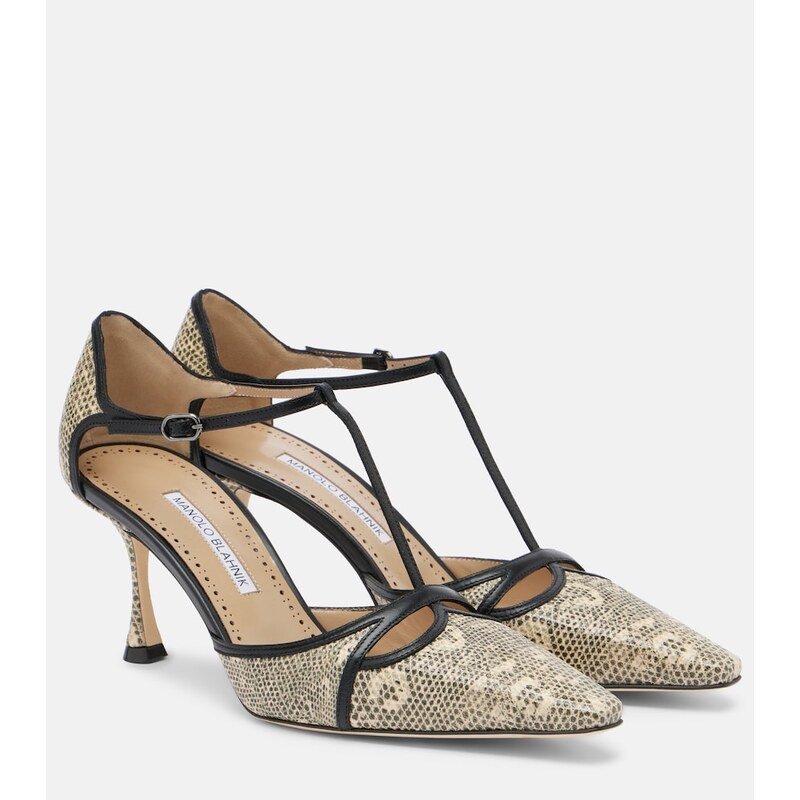 Manolo Blahnik Gish lizard-print leather pumps