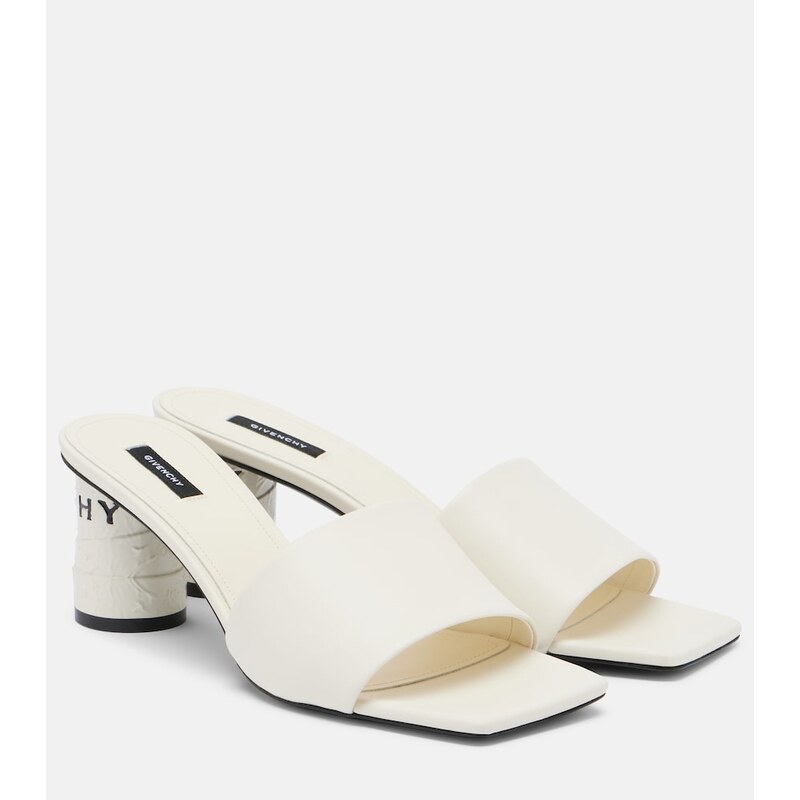 Dámské Givenchy Tape kůže pantofle v barvě Ivory