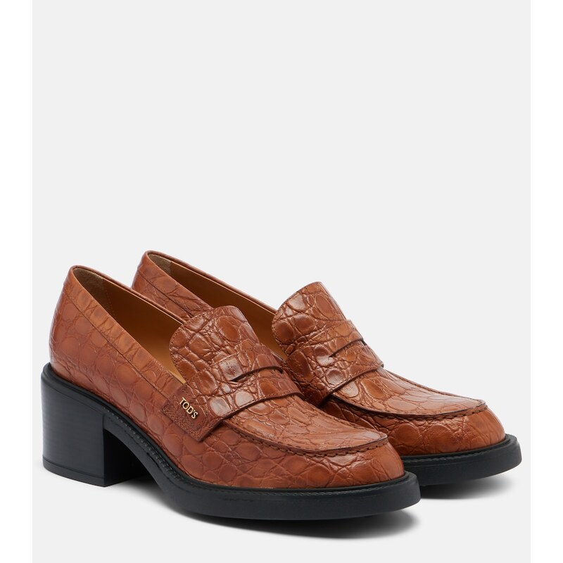 Tods Croc-effect leather loafer pumps