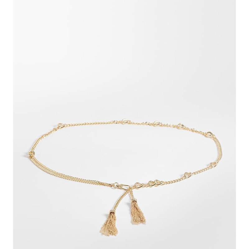 ASOS Curve ASOS DESIGN Curve chain tassel belt in gold