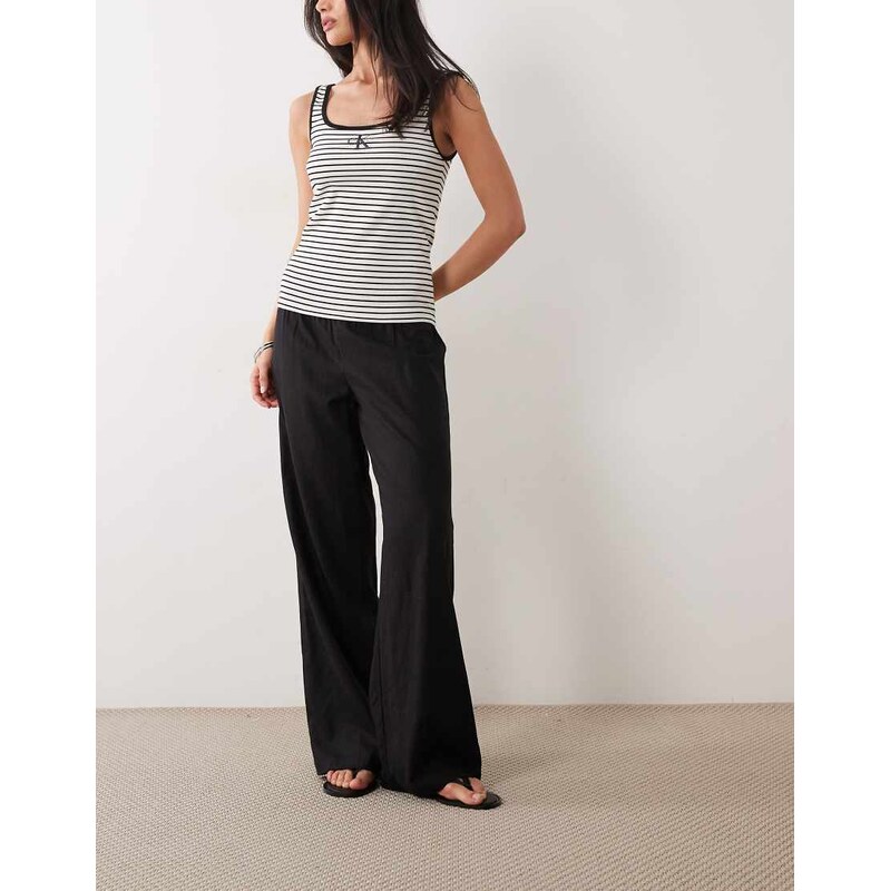 Cotton On haven linen fold over trouser in black