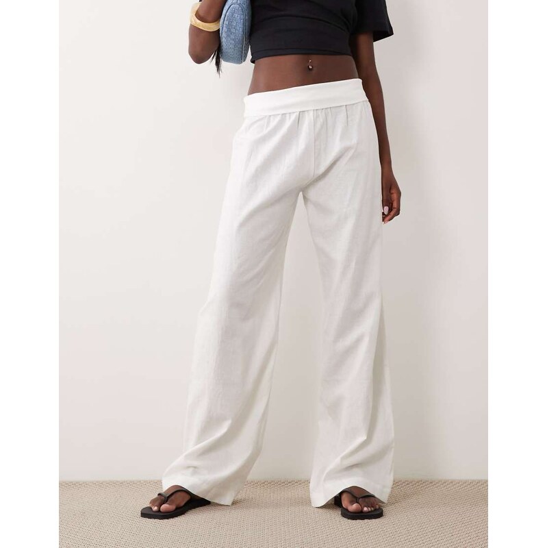 Cotton On haven linen fold over trouser in white