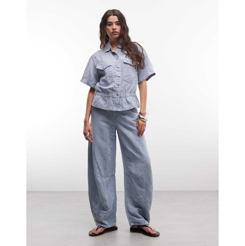 AllSaints Jett co-ord wide leg denim jeans in light blue